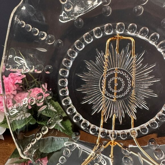 Federal Glass Columbia Clear Depression Glass Platter Sunburst Etched Art Deco - Picture 4 of 7